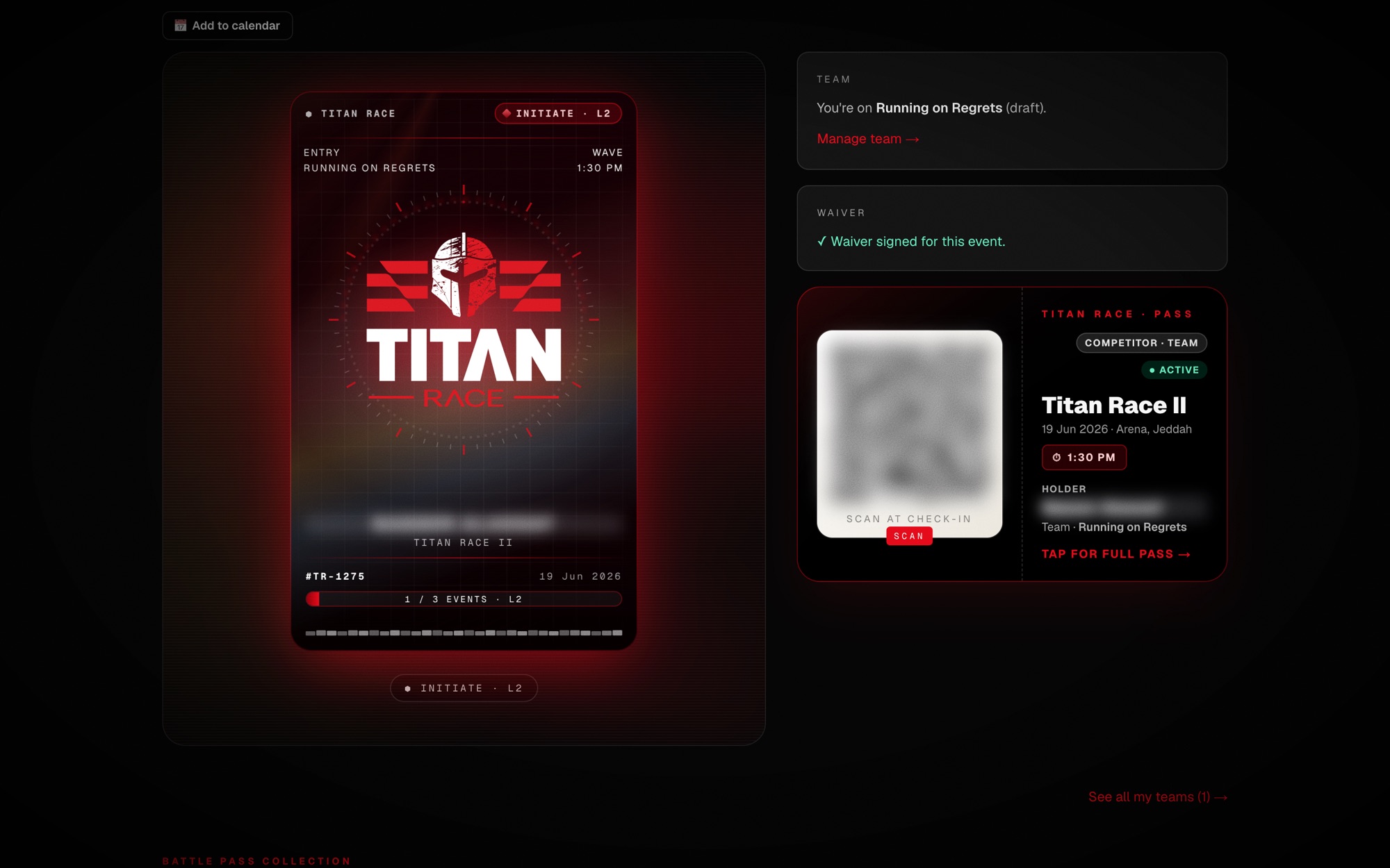 TITAN BATTLE — A scannable battle pass for every competitor